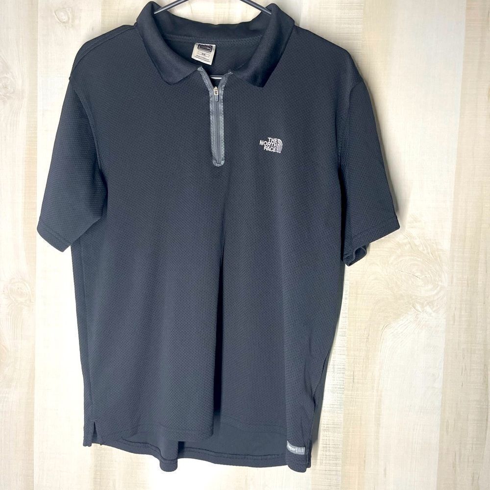 The North Face black‎ polo style with zipper shirt, size medium’s